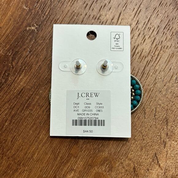 NWT J.Crew Beaded Circle Statement Earrings In Aventurine - Picture 3 of 5